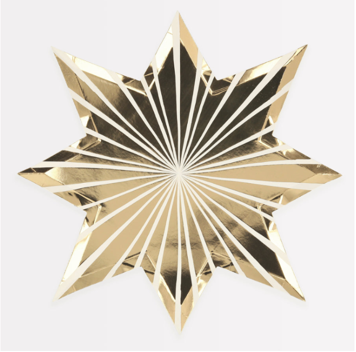 Gold Stripe Star Plates (x 8)