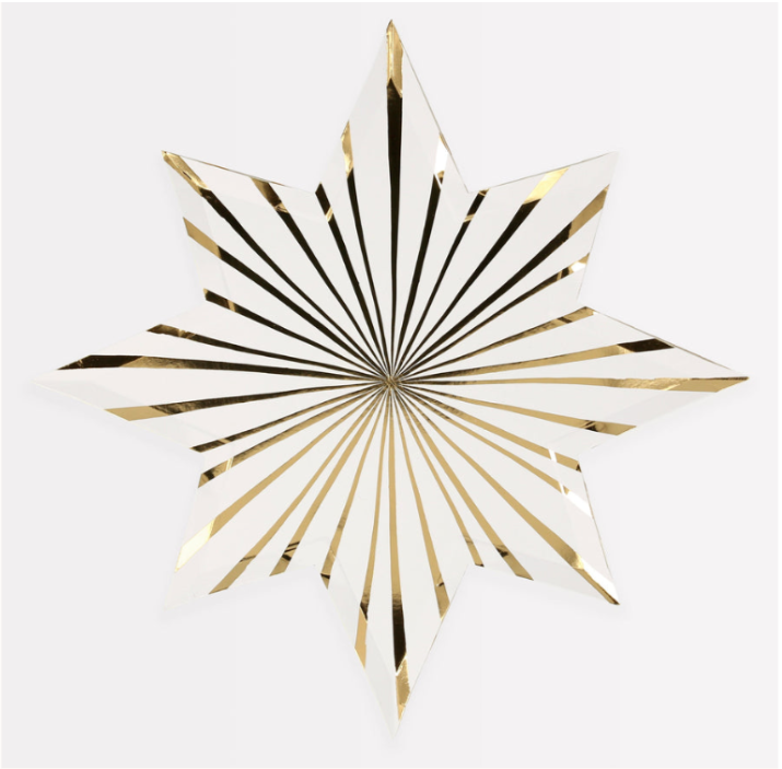 Gold Stripe Star Plates (x 8)