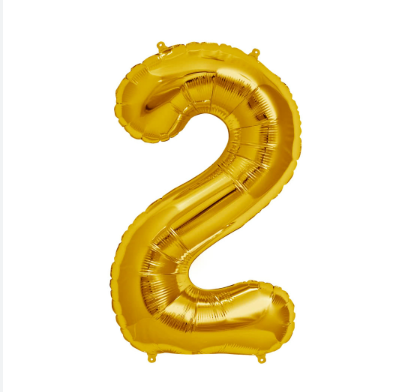 Gold Number 2 Balloons 34" (Foil)