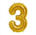 Gold Number 3 Balloons 34" (Foil)