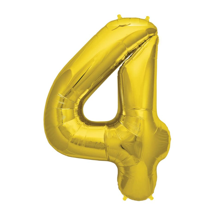 Gold Number 4 Balloons 34" (Foil)