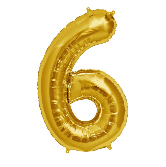 Gold Number 6 Balloons 34" (Foil)