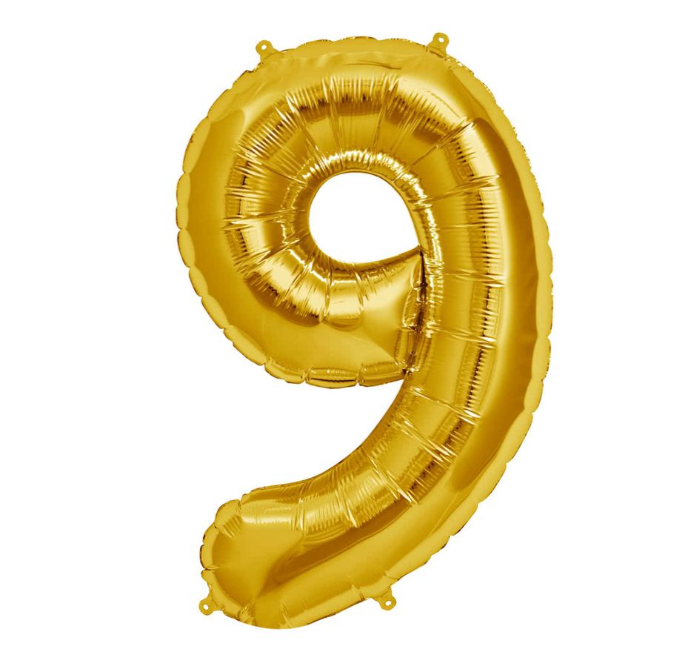 Gold Number 9 Balloons 34" (Foil)