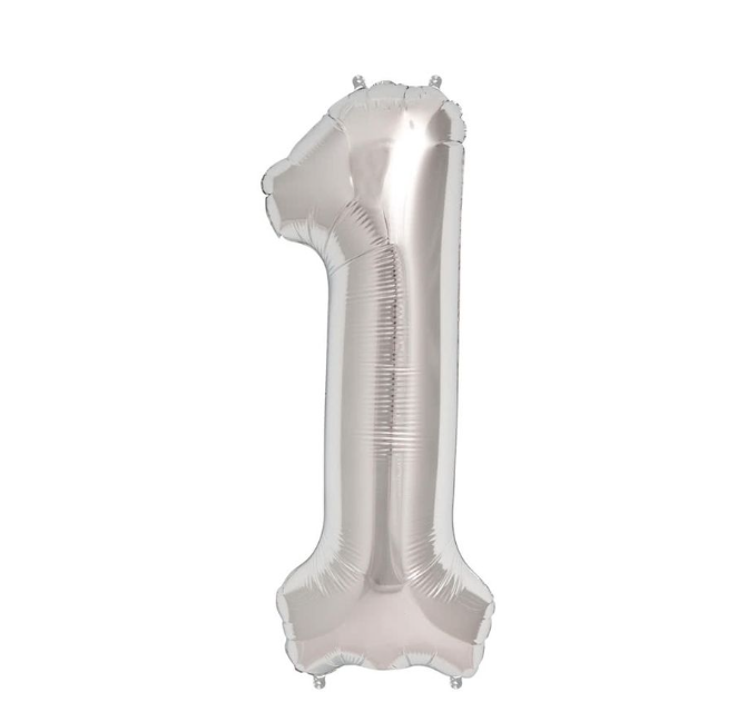 Silver Number 1 Balloons 34" (Foil)