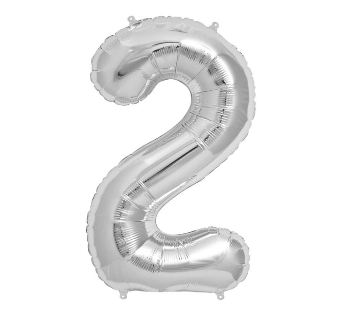Silver Number 2 Balloons 34" (Foil)
