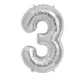 Silver Number 3 Balloons 34" (Foil)