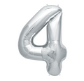 Silver Number 4 Balloons 34" (Foil)