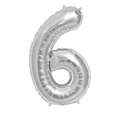 Silver Number 6 Balloons 34" (Foil)