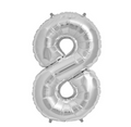 Silver Number 8 Balloons 34" (Foil)