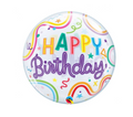 Clear Balloon 18” - Happy Birthday - Rainbow