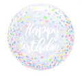 Clear Balloon 20” - Happy Birthday - Starry