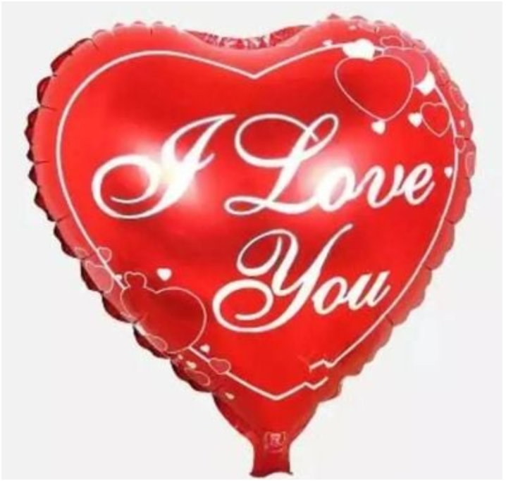 Red Heart Shaped 18" Foil Balloons - I Love You