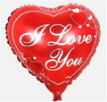 Red Heart Shaped 18" Foil Balloons - I Love You