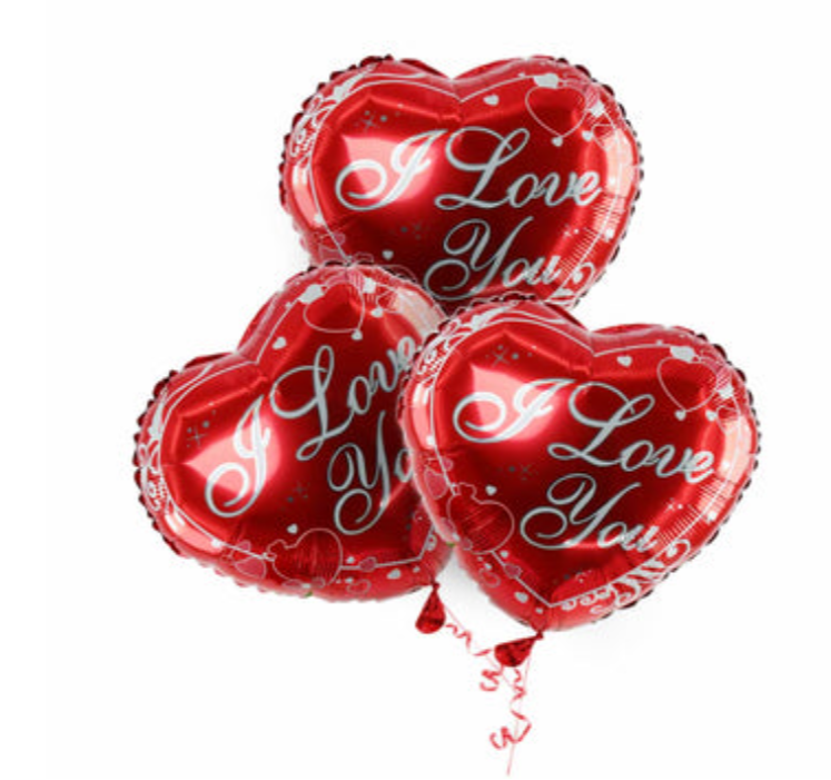 Red Heart Shaped 18" Foil Balloons - I Love You