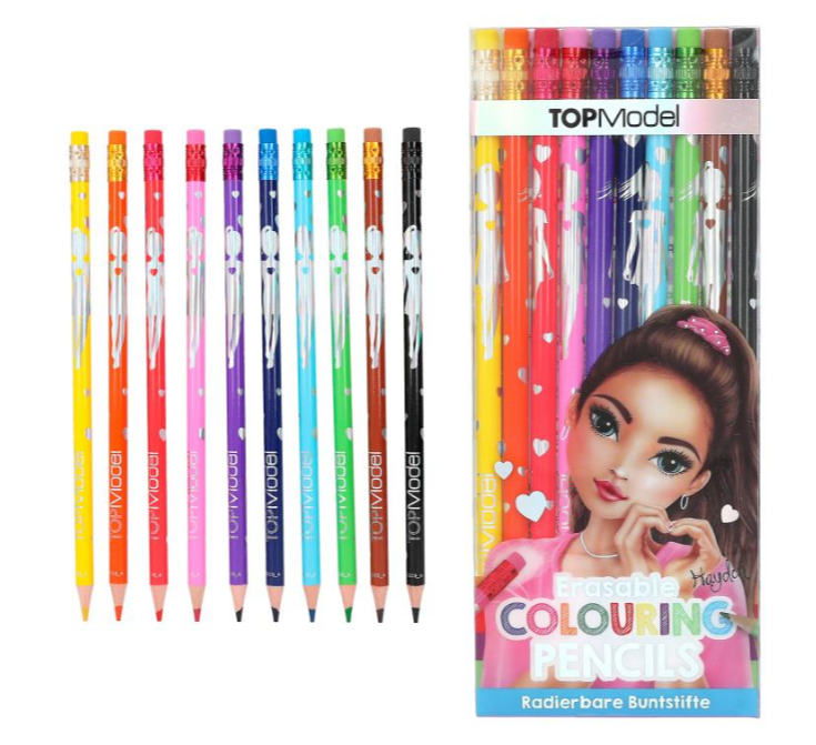 TOPModel Erasable Colouring Pencils, 10 Colours