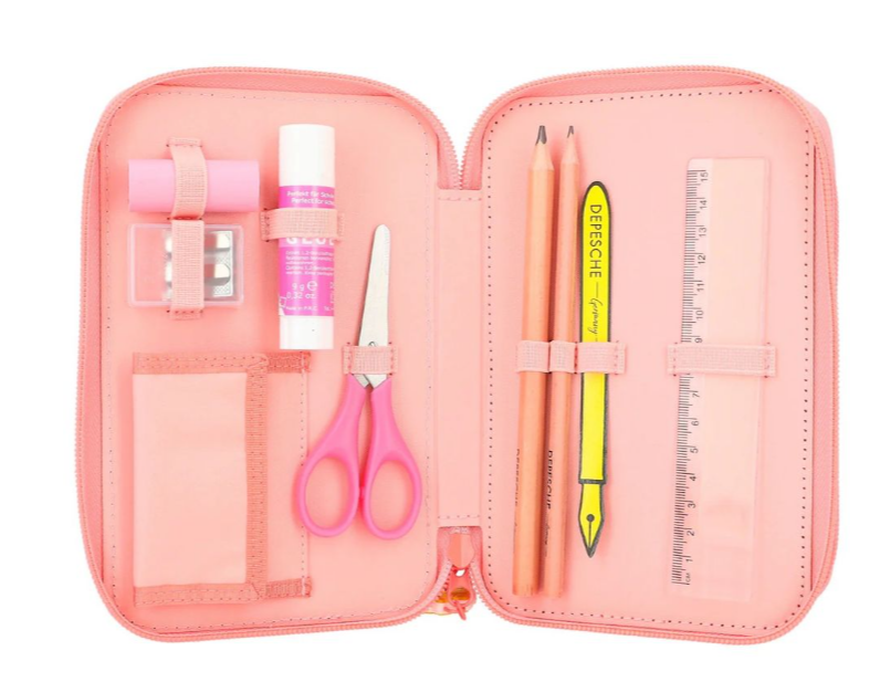 TOPModel Triple Pencil Case with Cat Application CUTIE STAR
