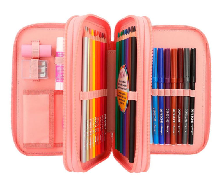 TOPModel Triple Pencil Case with Cat Application CUTIE STAR