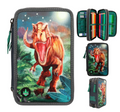 Dino World Triple Pencil Case LED Grey