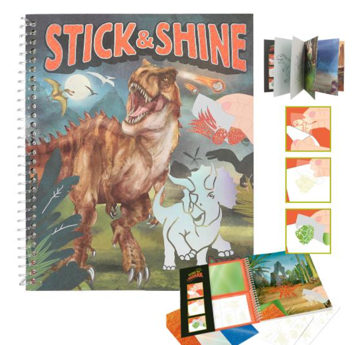 Dino World Colouring Book Stick & Shine