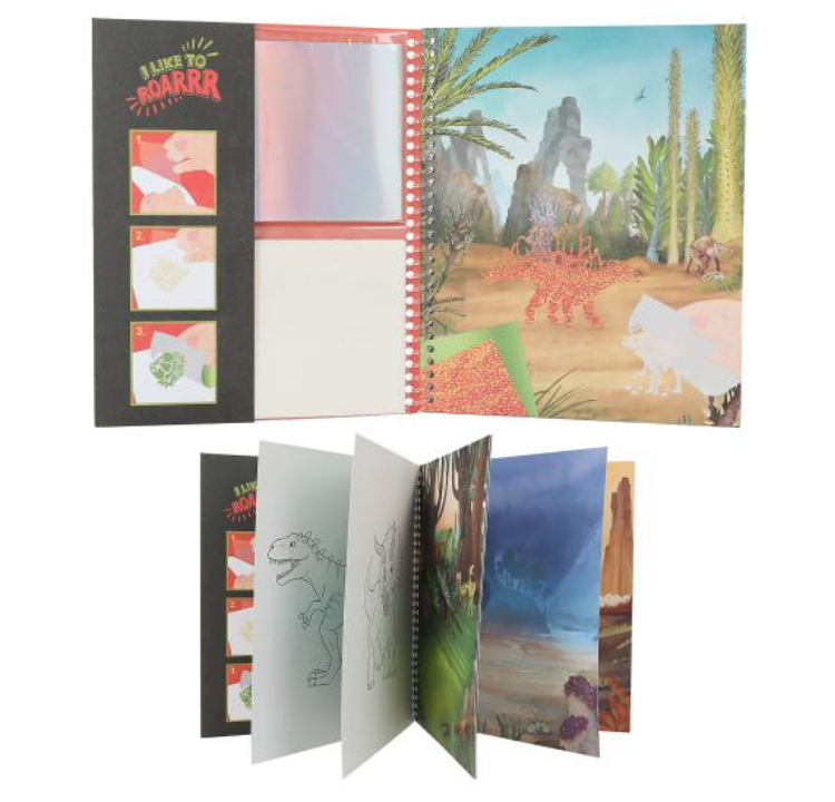 Dino World Colouring Book Stick & Shine