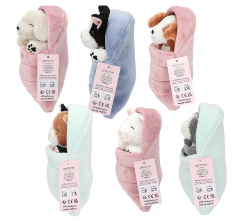 TOPModel Plush Dogs And Cats In Sleepingbag
